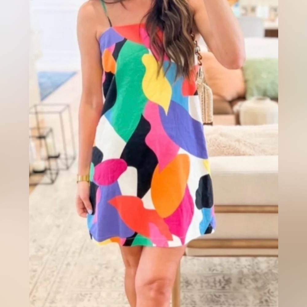 A New Day Multicolor Abstract Mini Dress Small